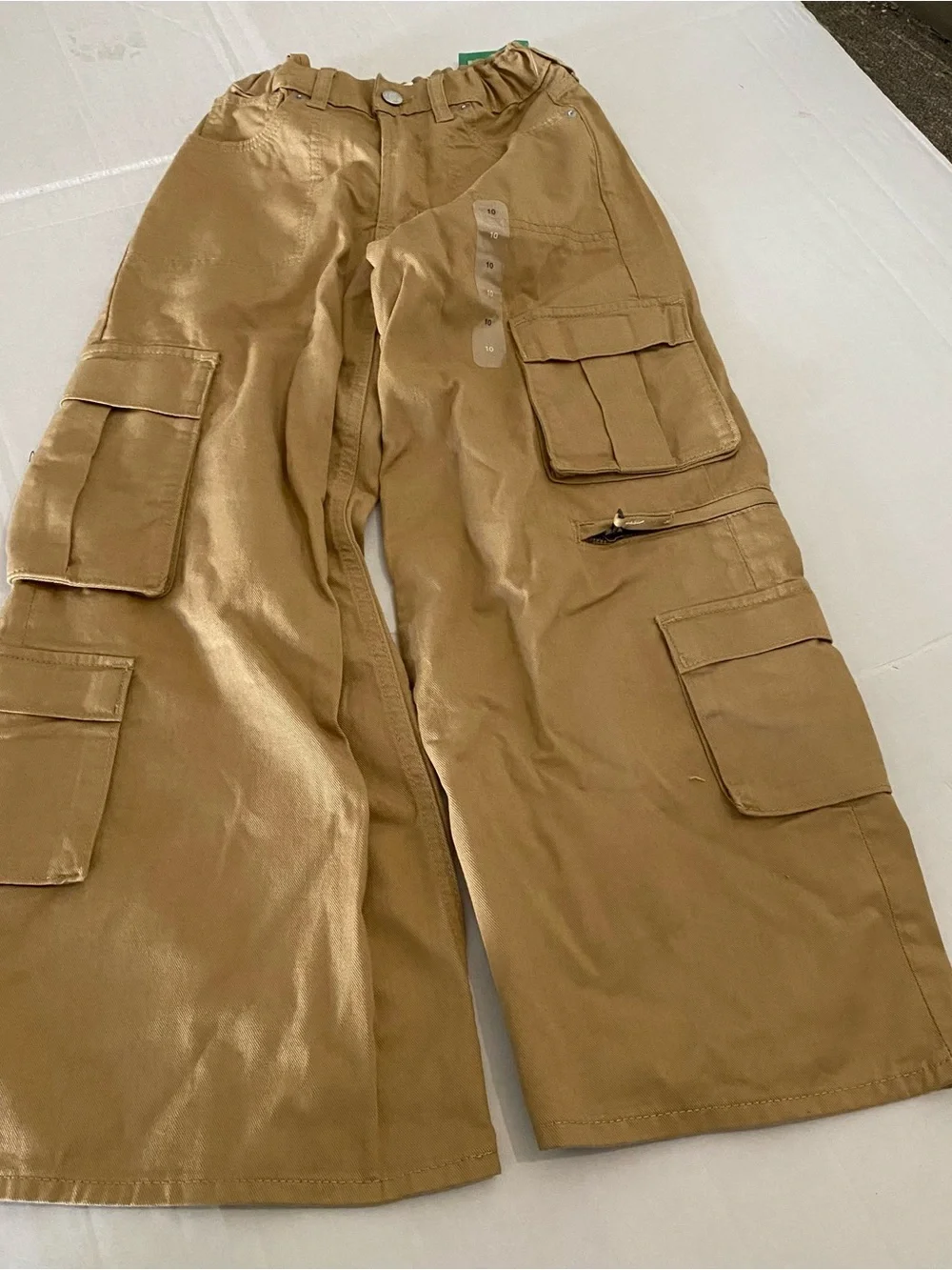 Gap Kid Size 10 Cargo Pants in Khaki Wide Leg Pants Drawstring NWT